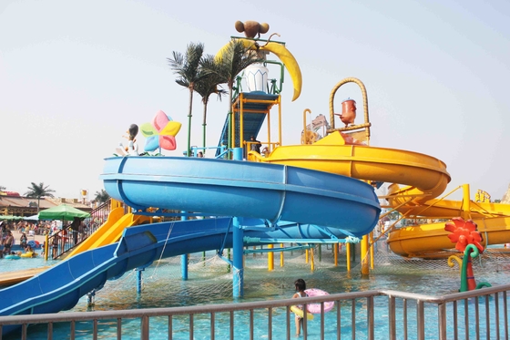 夏のテーマ パークのための屋外の水の運動場公園のゲームのガラス繊維水スライド