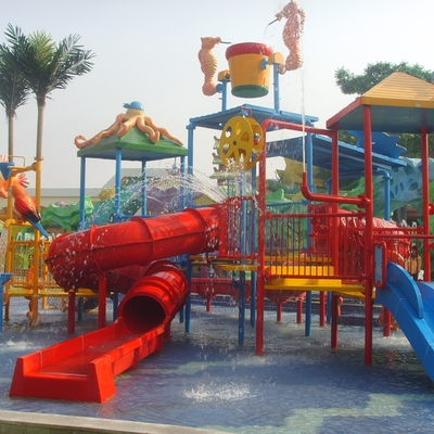 水公園装置、50 人のライダーのための子供の水運動場 17.5 * 11 * 7m