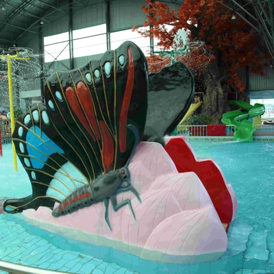 多彩のプール水スライド、子供の蝶水公園のための屋外水スライドのゲーム