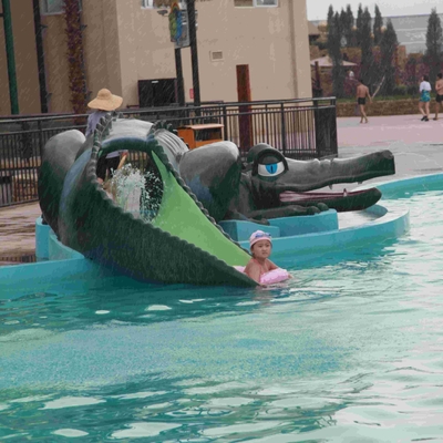 子供の小さい水プールのスライド、楽しみ水公園のガラス繊維のワニのスライド