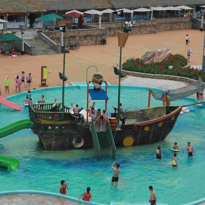 ガラス繊維の水の演劇水公園装置、海賊船は水スライドをからかいます